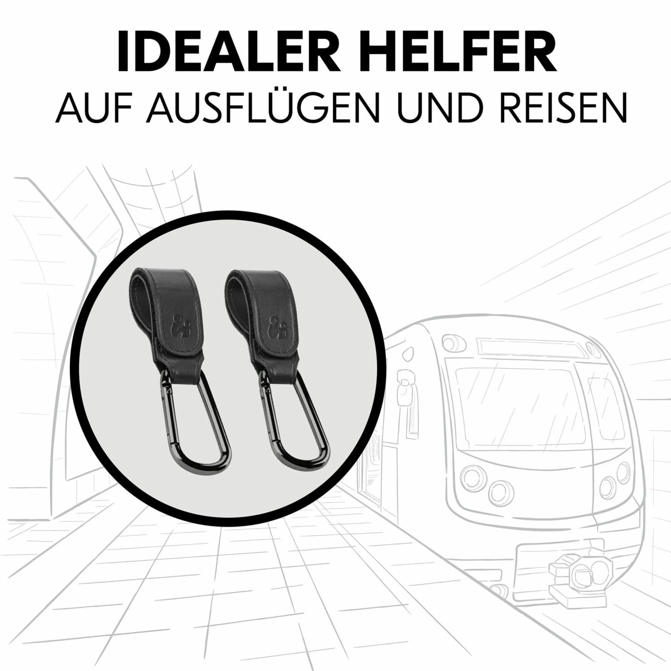 Universal Kinderwagen Haken für Tragetaschen / Wickeltaschen - Black