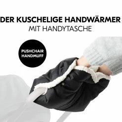 Universal Kinderwagen Handmuff / Handwärmer mit Handytasche - Black