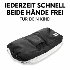 Universal Kinderwagen Handmuff / Handwärmer mit Handytasche - Black