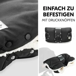 Universal Kinderwagen Handmuff / Handwärmer mit Handytasche - Black