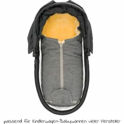 Universal Lammfell-Fußsack für Babyschale & Babywanne - Melange Hellgrau