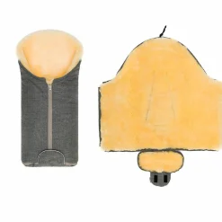Universal Lammfell-Fußsack für Babyschale & Babywanne - Melange Hellgrau