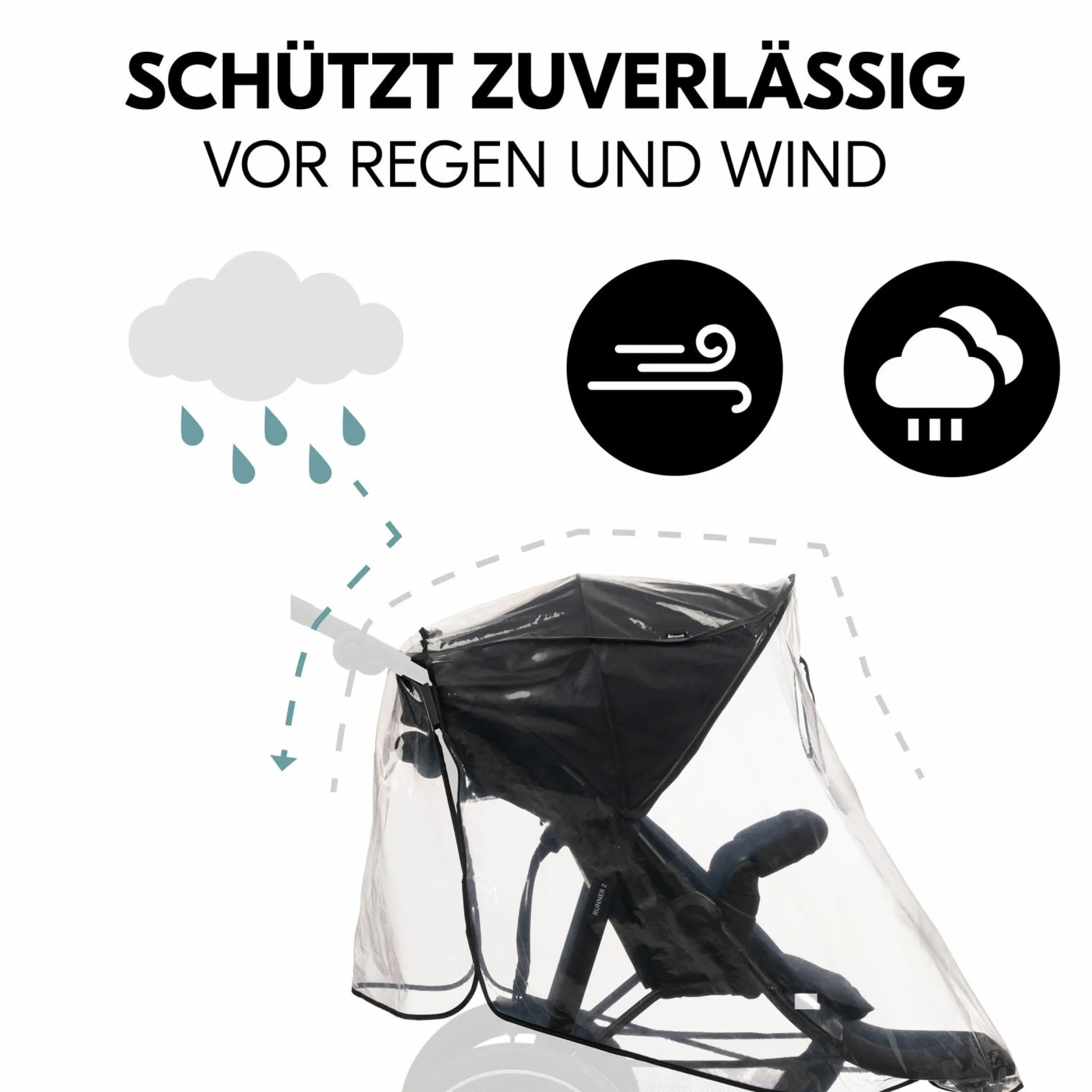 Universal Regenschutz für 3-rädrige Buggys und Kinderwagen