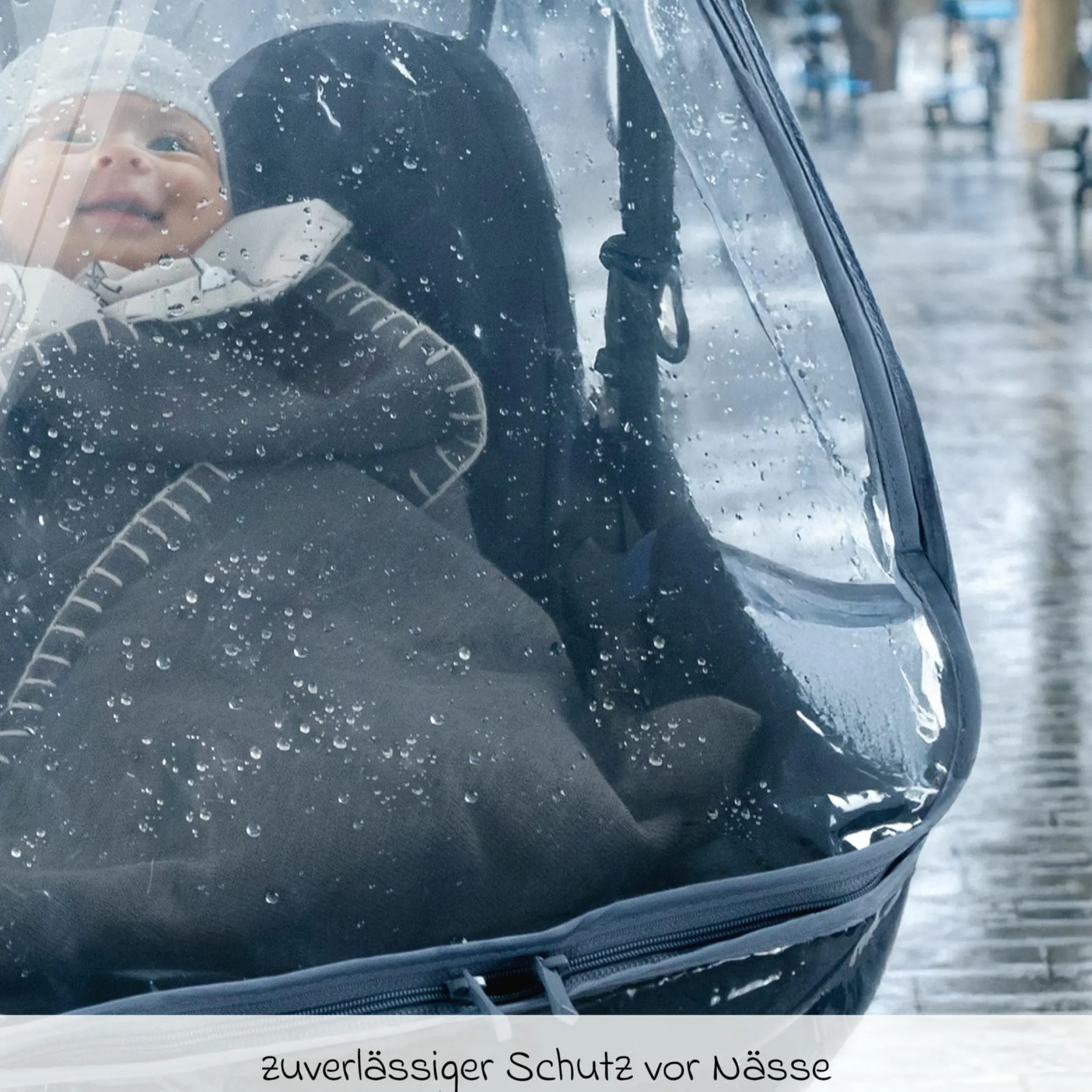 Universal Regenschutz für Babyschale mit Reißverschluss (z.B. Maxi-Cosi, Cybex, Römer)