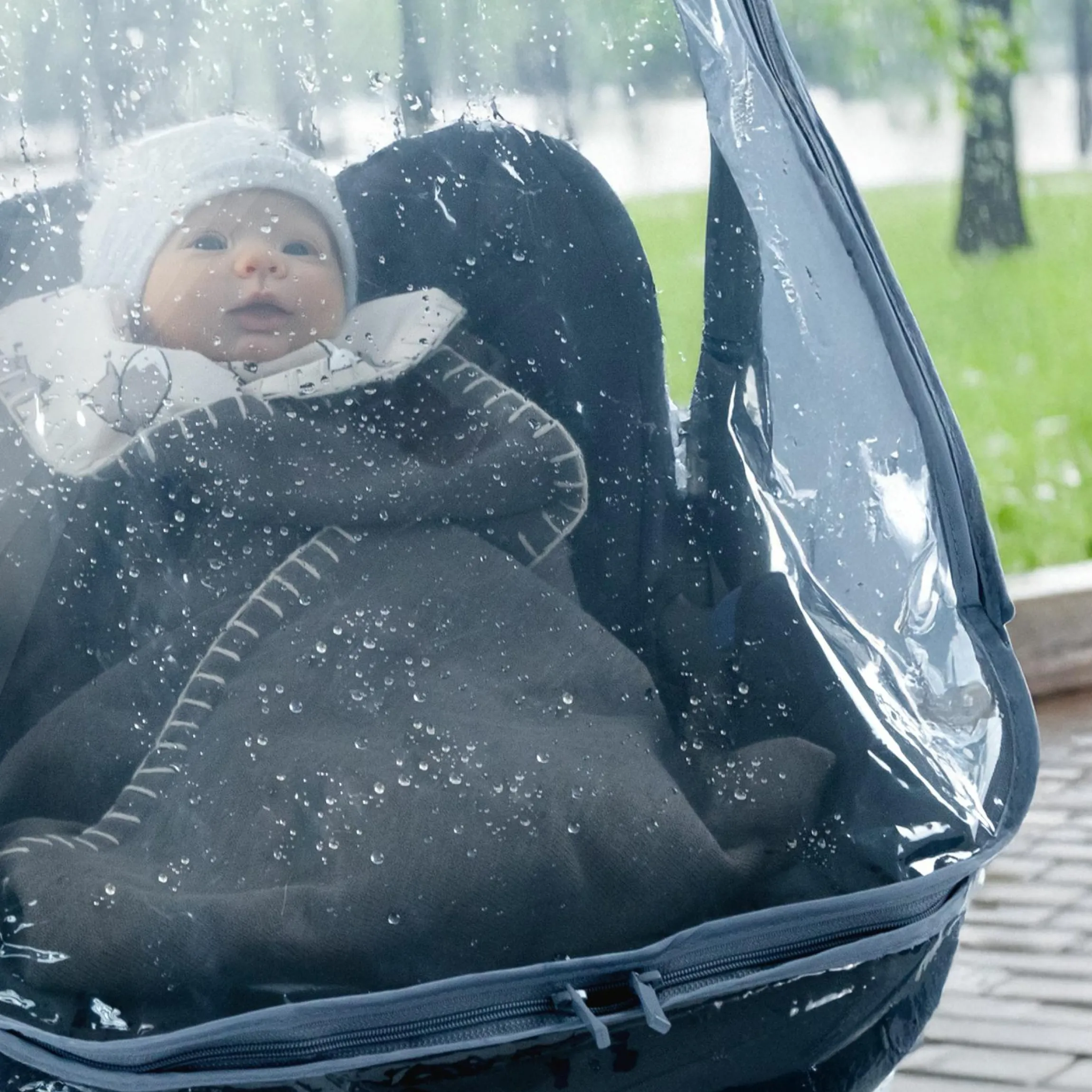 Universal Regenschutz für Babyschale mit Reißverschluss (z.B. Maxi-Cosi, Cybex, Römer)