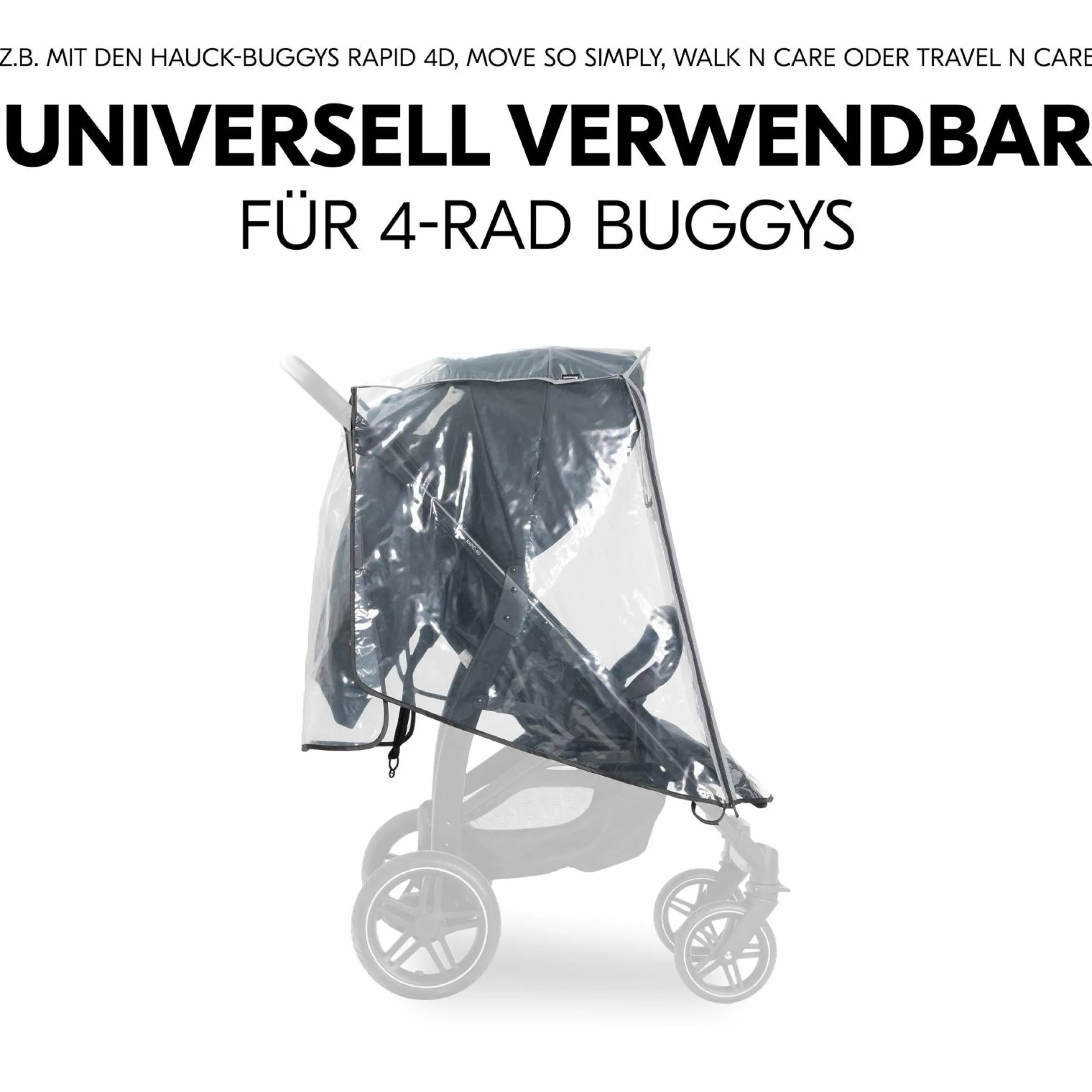Universal Regenschutz mit großer Frontöffnung für Buggys & Kinderwagen