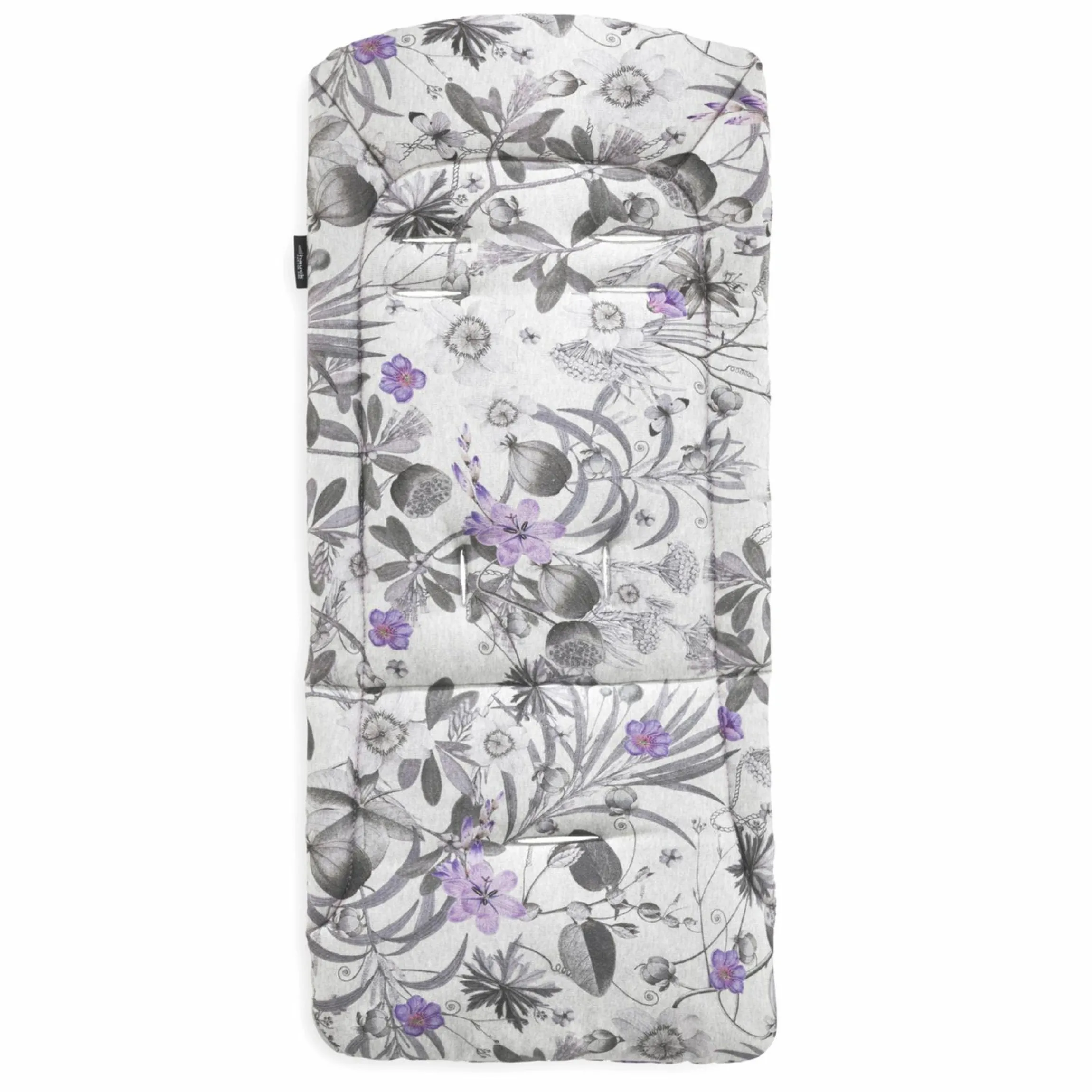 Universal Sitzauflage für Kinderwagen und Buggy (atmungsaktive Baumwolle) - Floral Grey