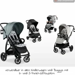 Universal Sitzauflage für Kinderwagen und Buggy (atmungsaktive Baumwolle) - Floral Grey