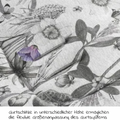 Universal Sitzauflage für Kinderwagen und Buggy (atmungsaktive Baumwolle) - Floral Grey