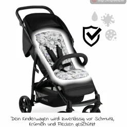 Universal Sitzauflage für Kinderwagen und Buggy (atmungsaktive Baumwolle) - Floral Grey