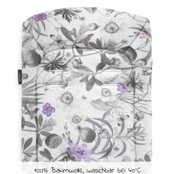 Universal Sitzauflage für Kinderwagen und Buggy (atmungsaktive Baumwolle) - Floral Grey