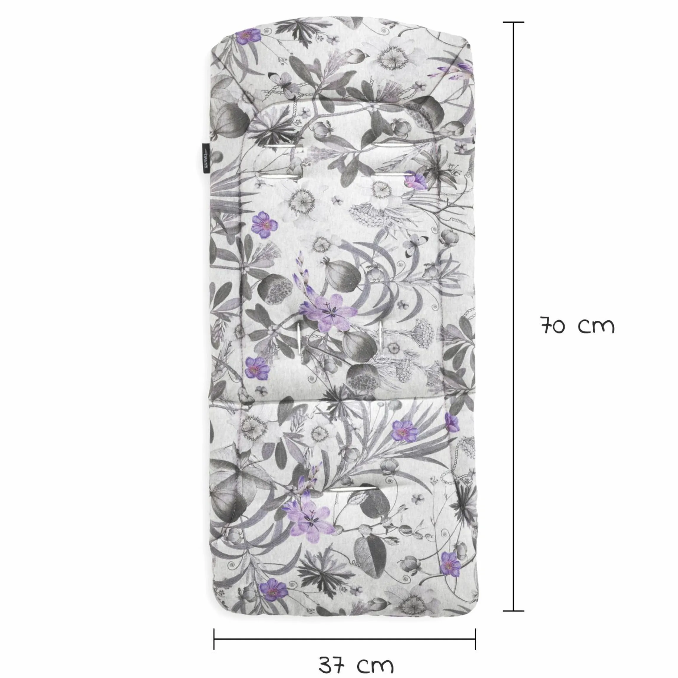 Universal Sitzauflage für Kinderwagen und Buggy (atmungsaktive Baumwolle) - Floral Grey