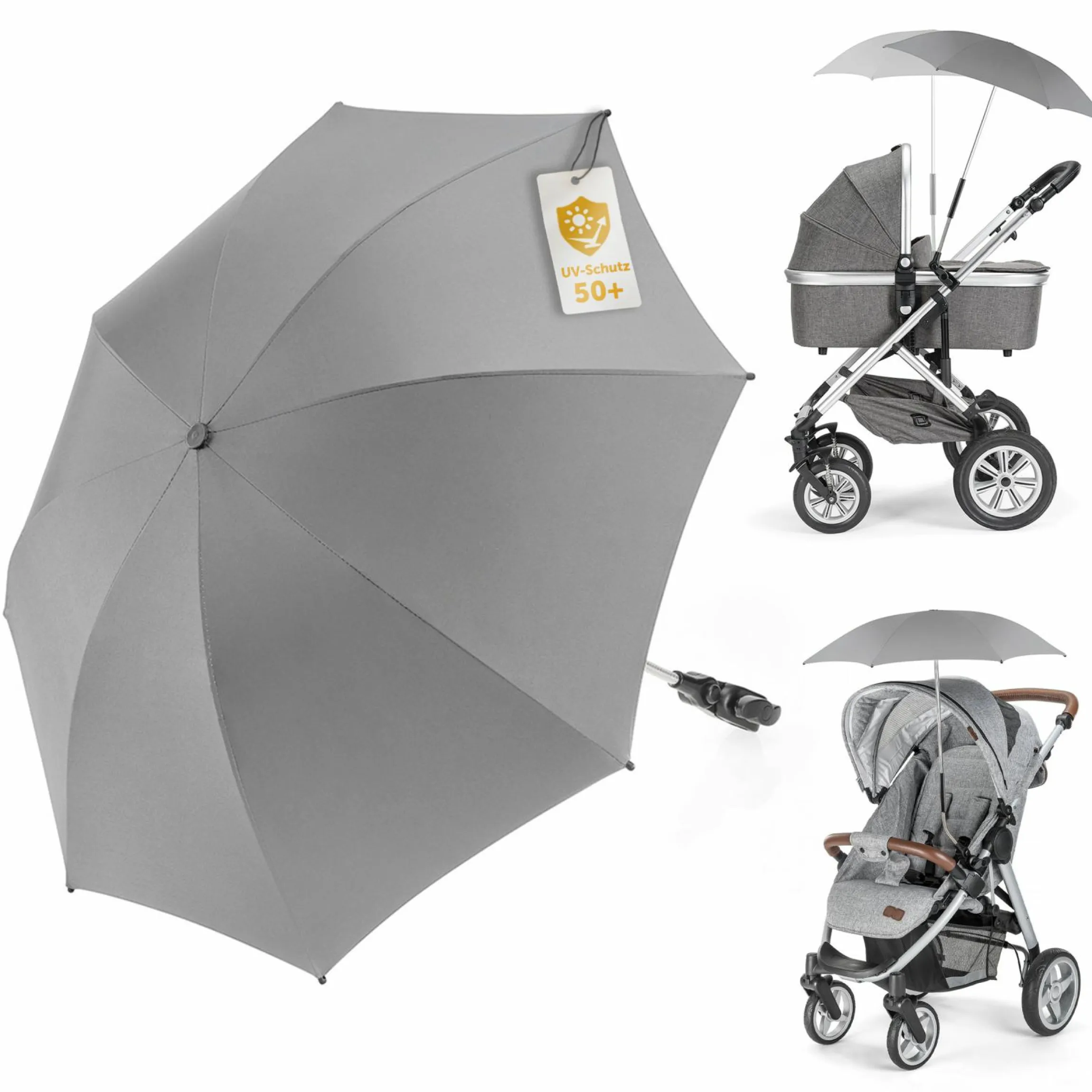 Universal Sonnenschirm für Kinderwagen und Buggy - Grau