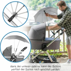 Universal Sonnenschirm für Kinderwagen und Buggy - Grau