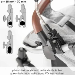 Universal Sonnenschirm für Kinderwagen und Buggy - Grau