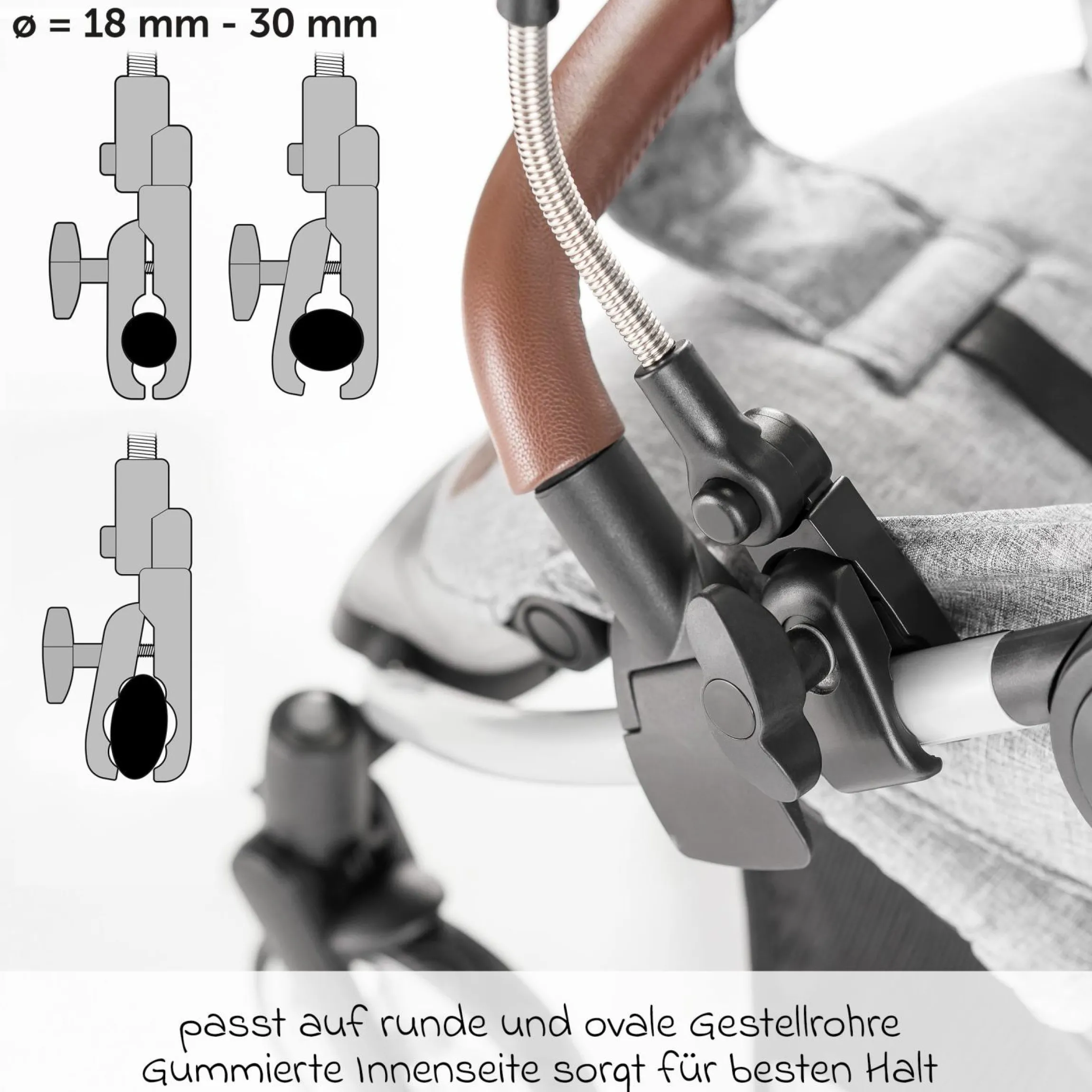 Universal Sonnenschirm für Kinderwagen und Buggy - Grau