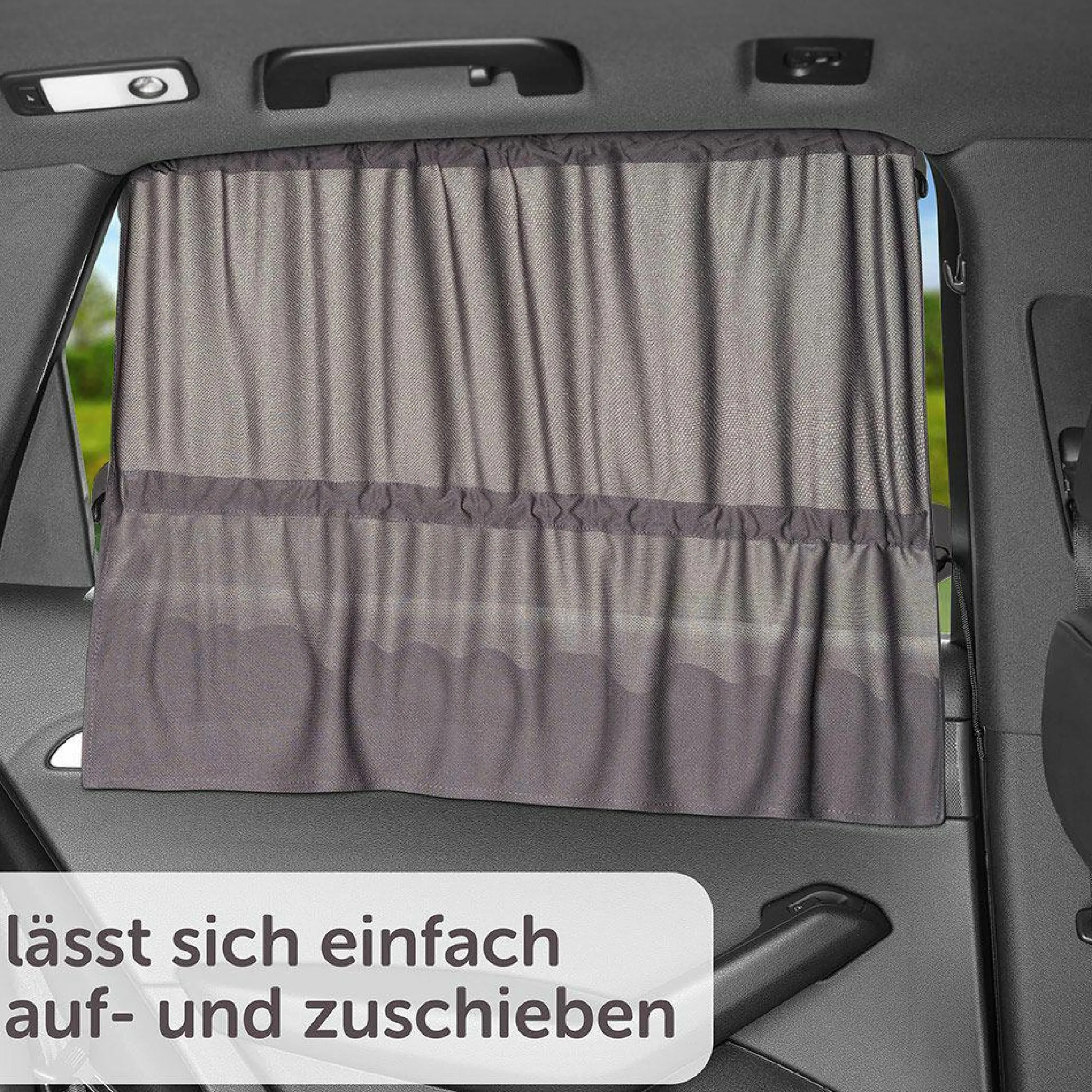 Universal Sonnenschutz Slide & Shade mit Vorhangfunktion - Doppelpack - Dunkelgrau