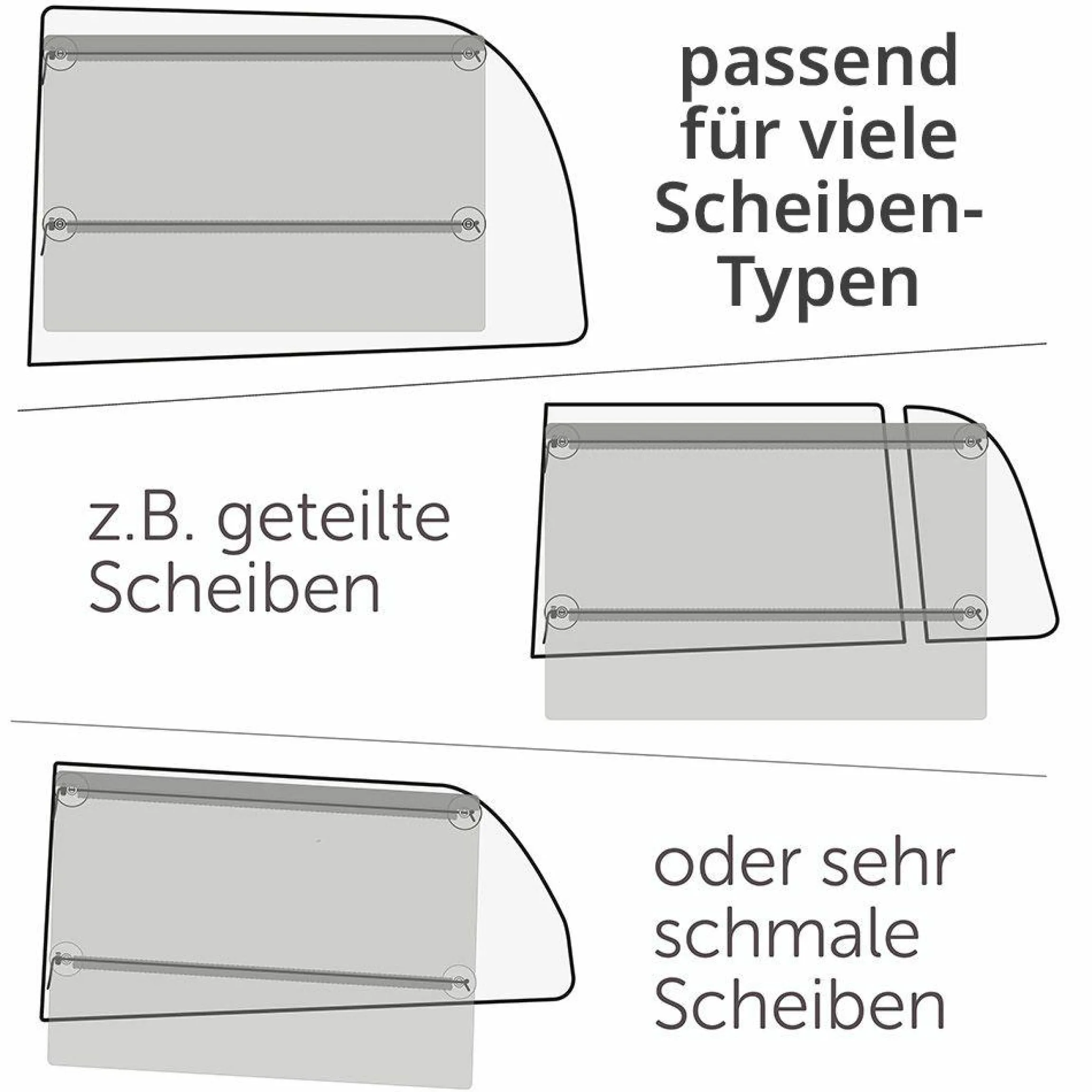 Universal Sonnenschutz Slide & Shade mit Vorhangfunktion - Doppelpack - Dunkelgrau