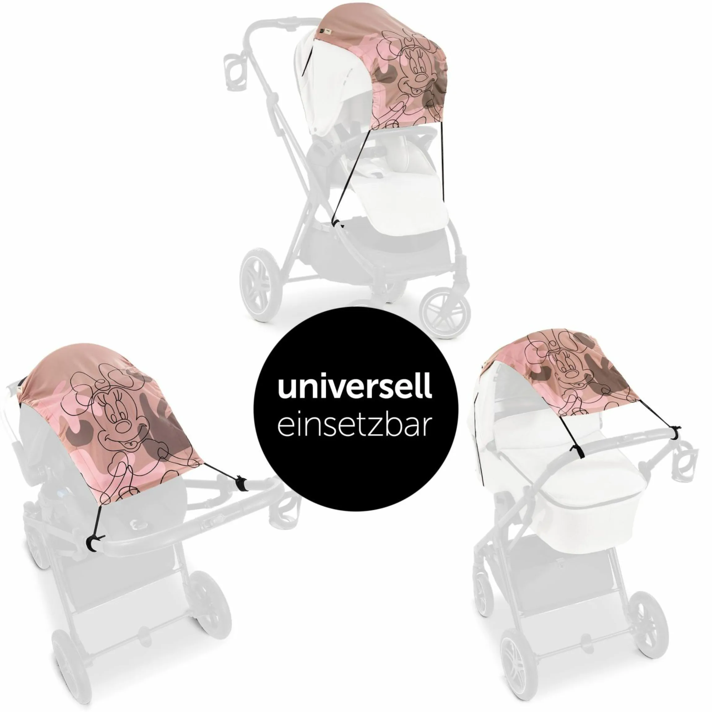 Universal Sonnensegel für Kinderwagen - Disney - Minnie Mouse Rose