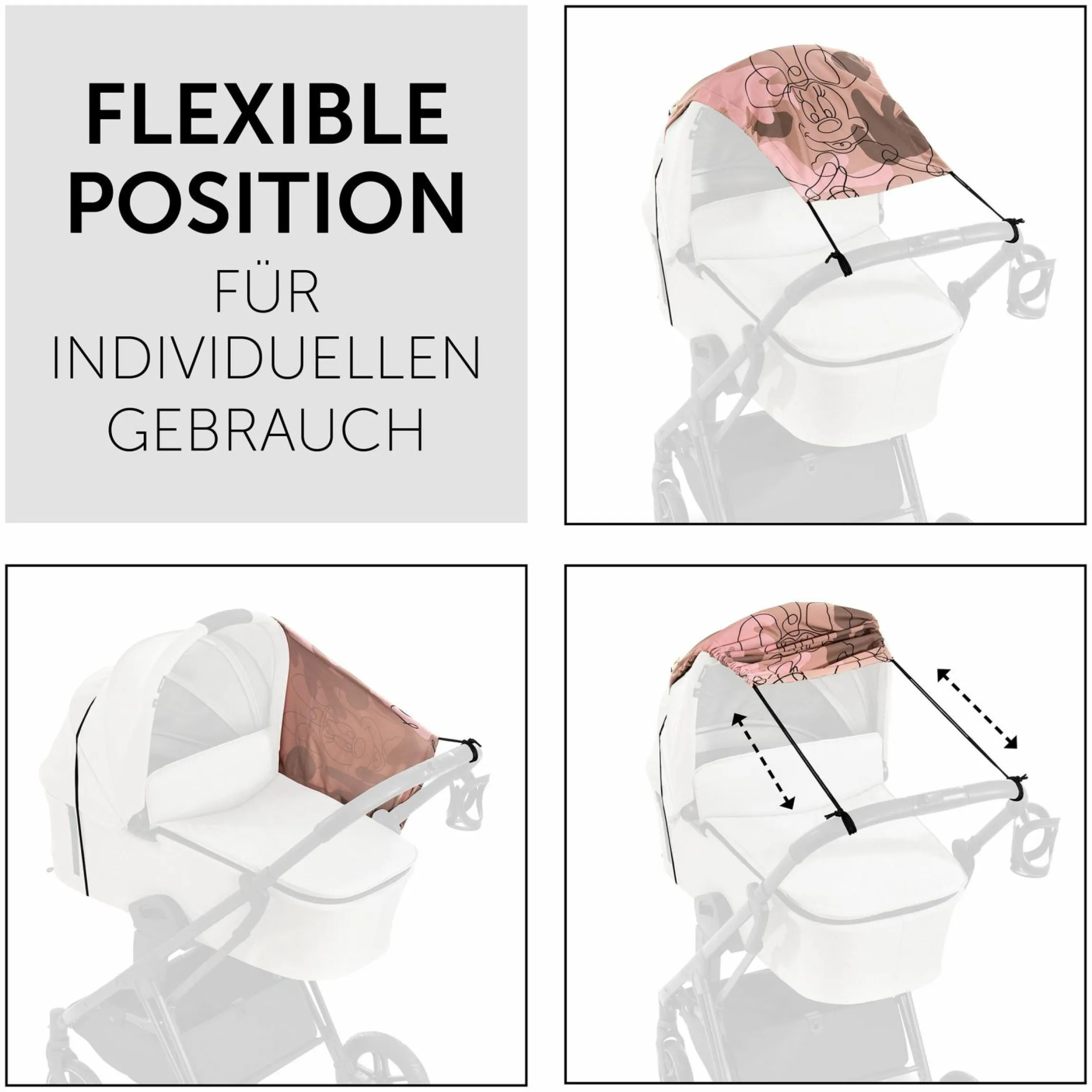 Universal Sonnensegel für Kinderwagen - Disney - Minnie Mouse Rose