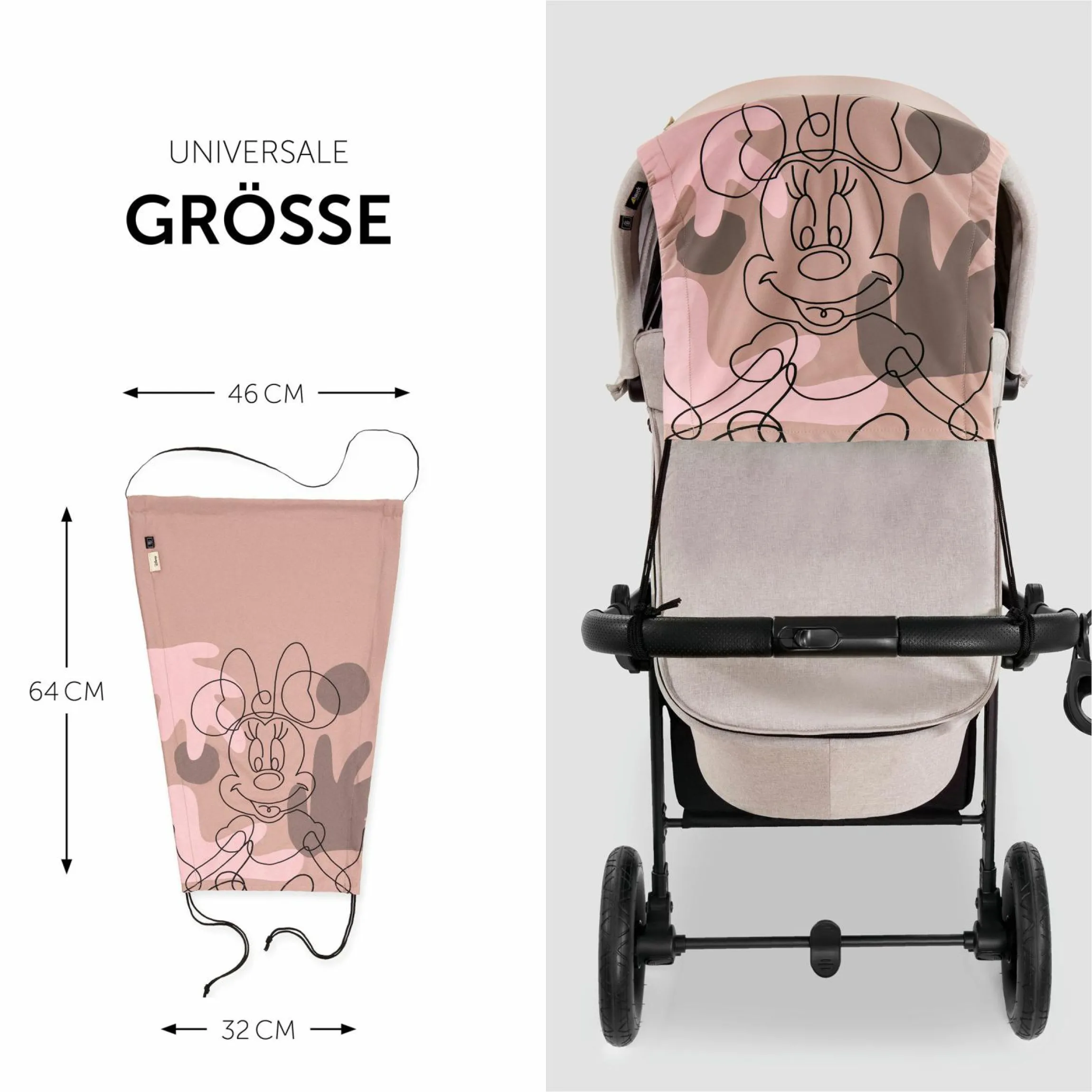 Universal Sonnensegel für Kinderwagen - Disney - Minnie Mouse Rose