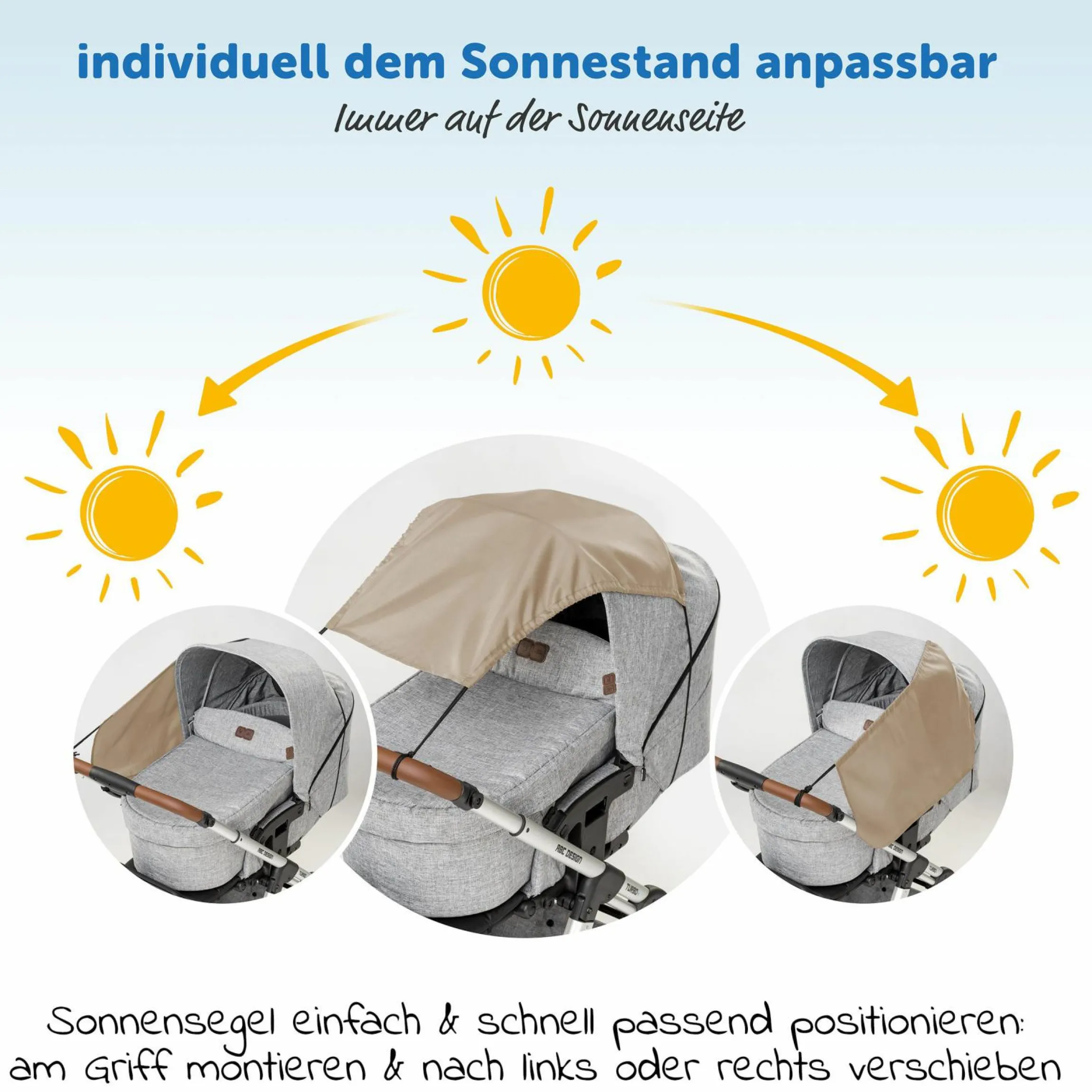 Universal Sonnensegel für Kinderwagen - Beige