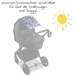 Universal Sonnensegel für Kinderwagen - Floral Grey