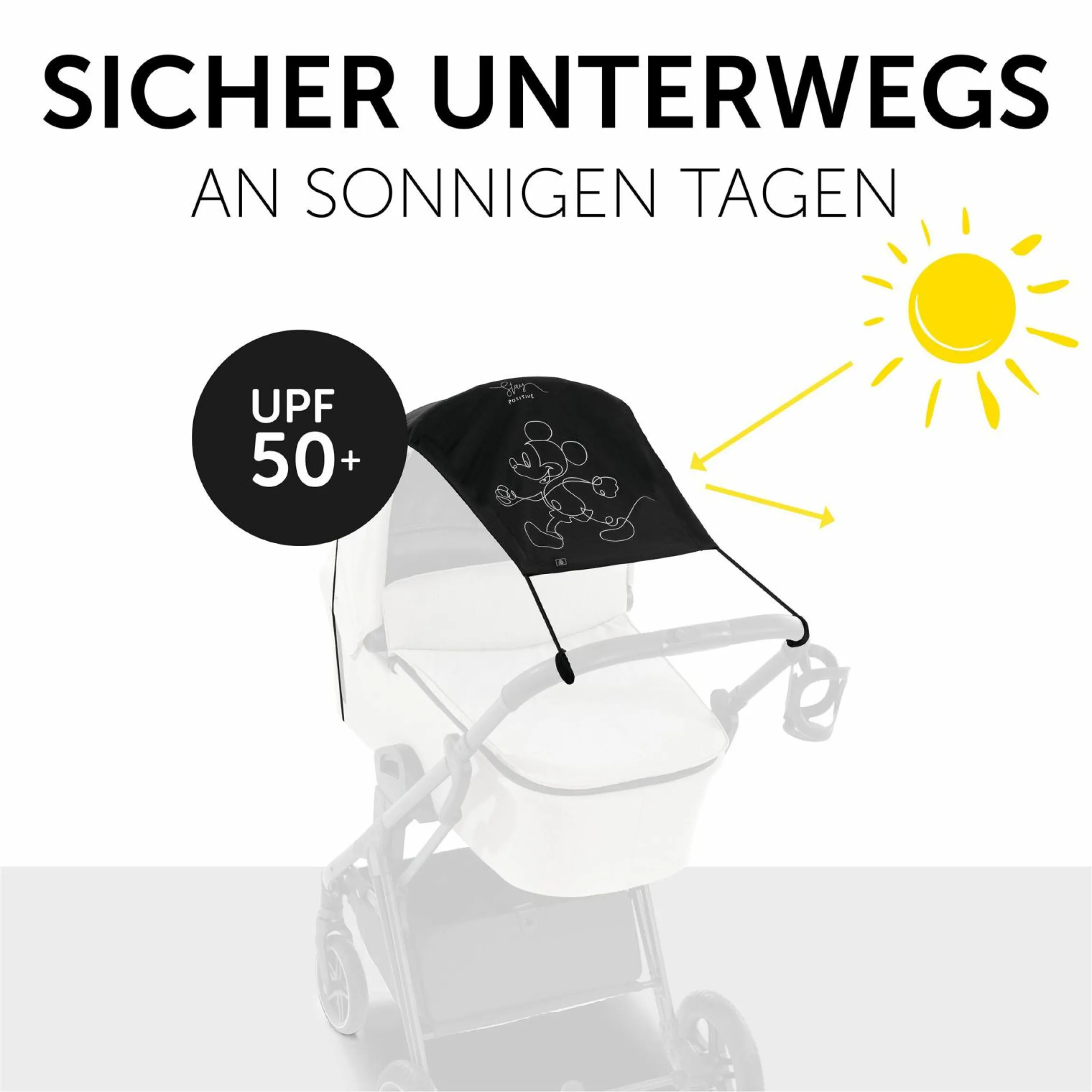 Universal Sonnensegel für Kinderwagen - Disney - Mickey Mouse Black