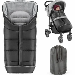Universal Thermo Fußsack Multifunktion Comfort für Kinderwagen und Buggy - Schwarz Grau