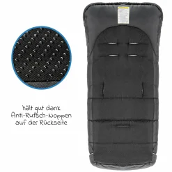 Universal Thermo Fußsack Multifunktion Comfort für Kinderwagen und Buggy - Schwarz Grau