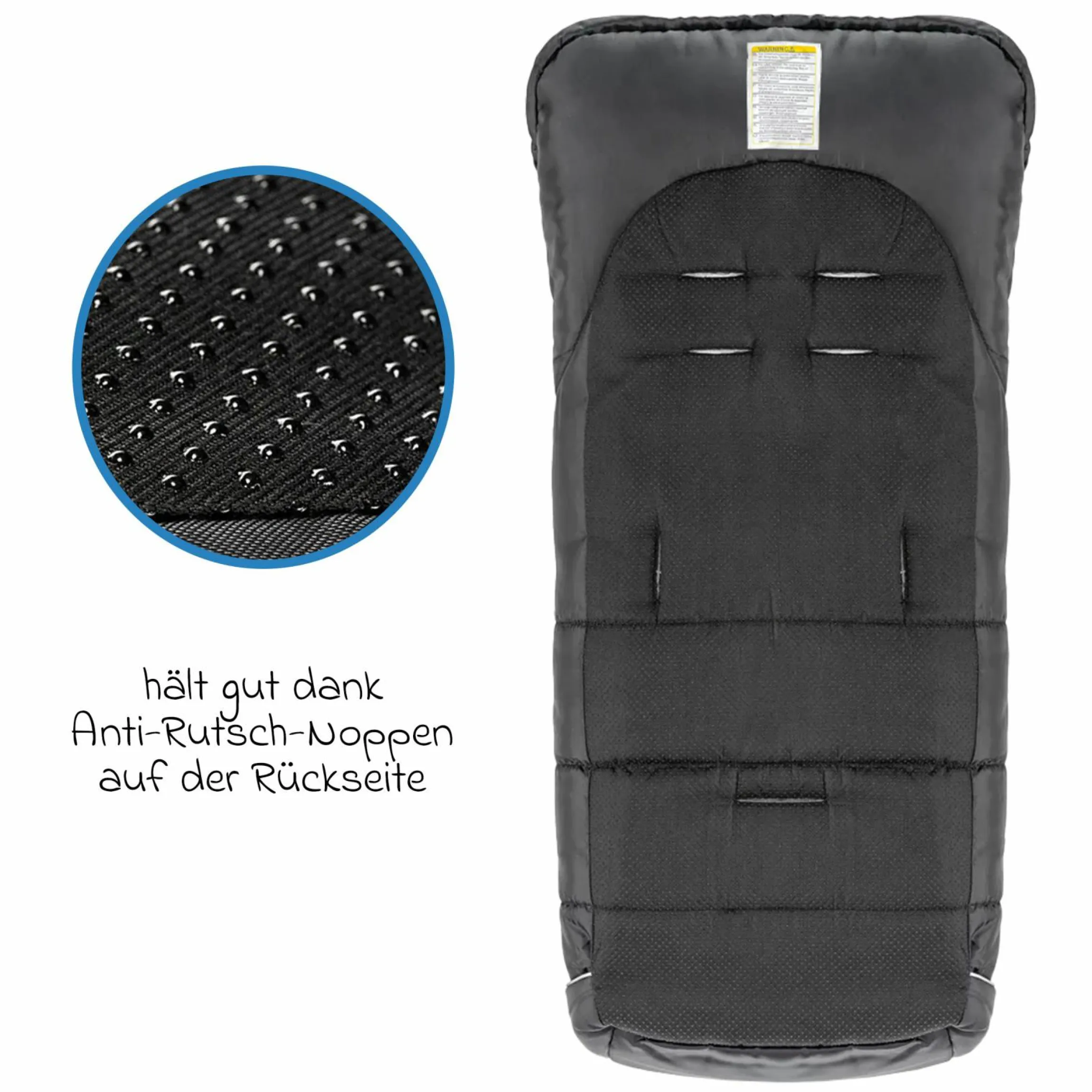 Universal Thermo Fußsack Multifunktion Comfort für Kinderwagen und Buggy - Schwarz Grau