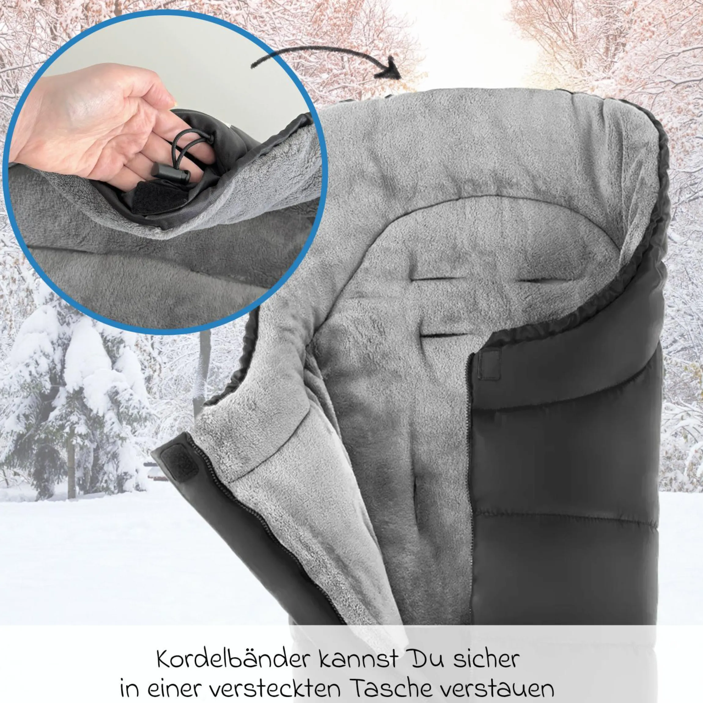 Universal Thermo Fußsack Multifunktion Comfort für Kinderwagen und Buggy - Schwarz Grau