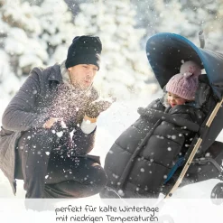 Universal Thermo Fußsack Multifunktion Comfort für Kinderwagen und Buggy - Schwarz Grau