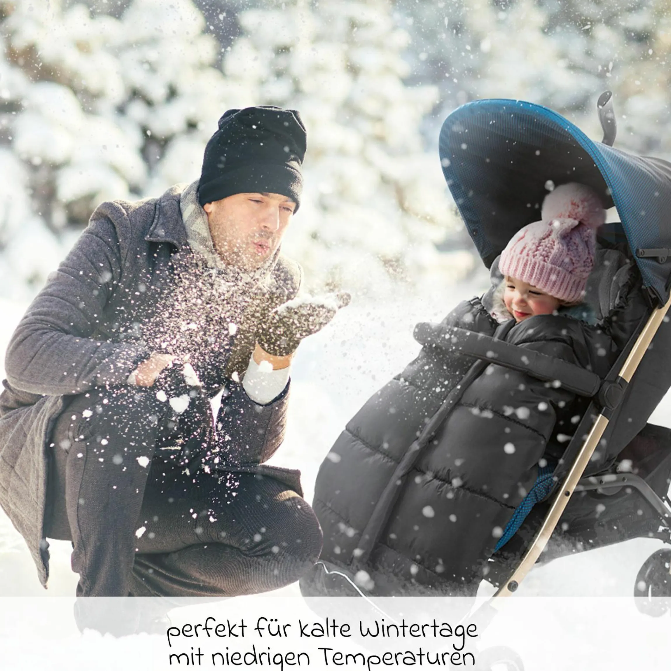 Universal Thermo Fußsack Multifunktion Comfort für Kinderwagen und Buggy - Schwarz Grau