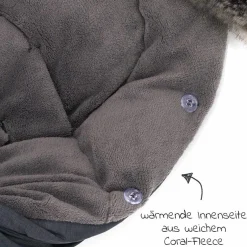 Universal Thermo-Fleece Fußsack mit Fellkragen für Babyschale & Wanne - Melange Dunkelgrau