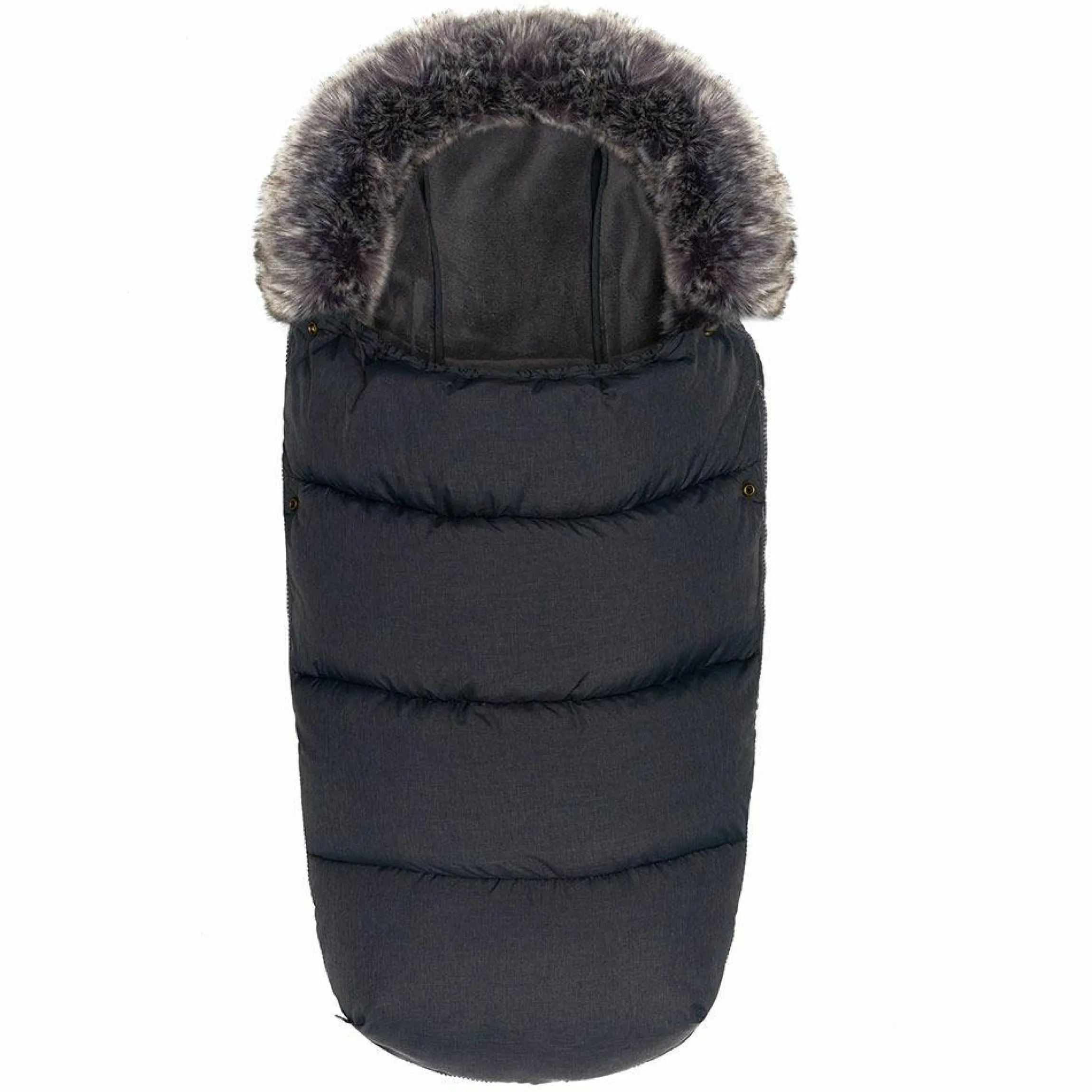 Universal Thermo-Fleece Fußsack mit Fellkragen für Kinderwagen & Buggy - Melange Dunkelgrau