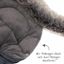 Universal Thermo-Fleece Fußsack mit Fellkragen für Kinderwagen & Buggy - Melange Dunkelgrau