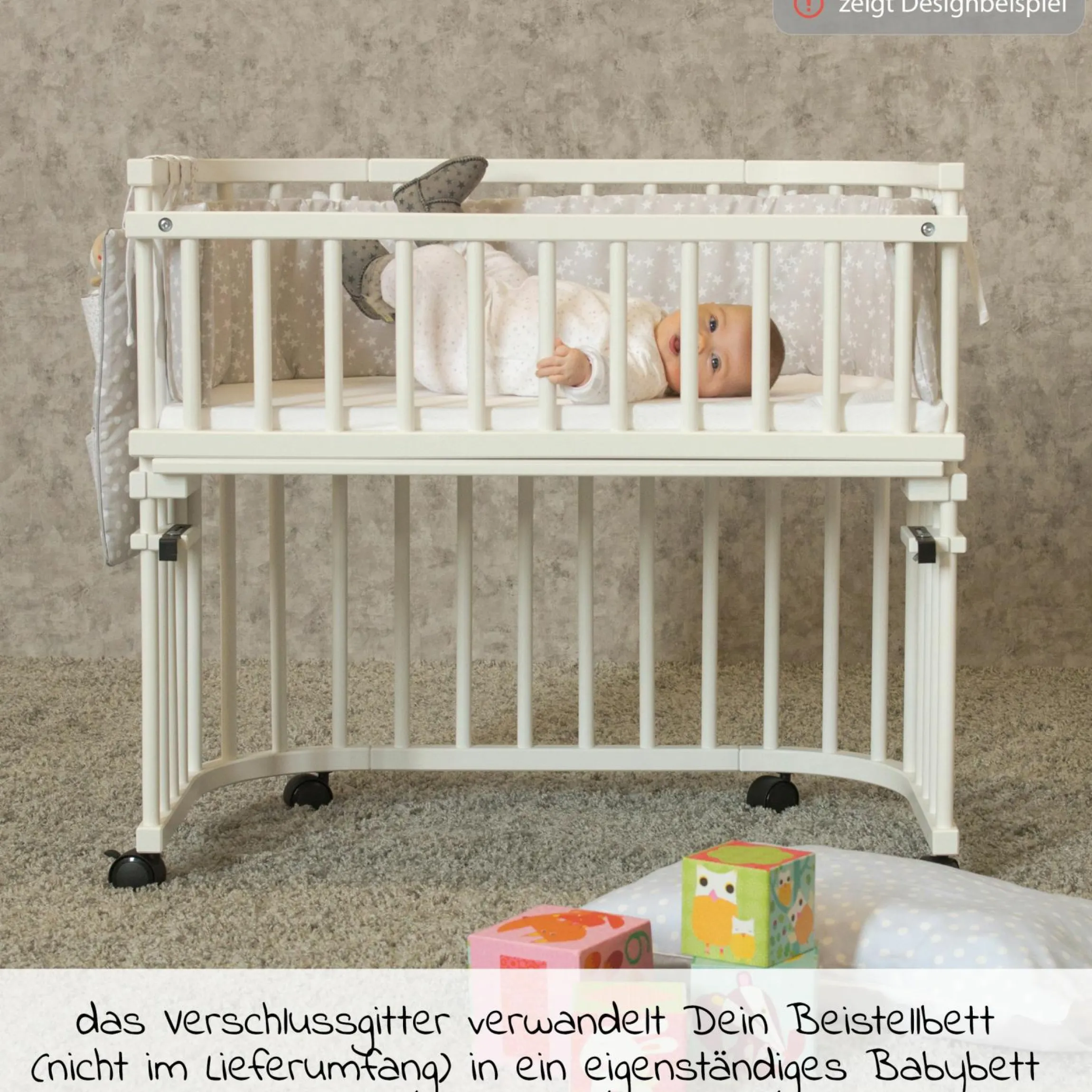 Verschlussgitter für Boxspringbett XXL - Stubenwagennutzung - Weiß lackiert - Kollektion 2024