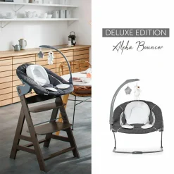 Verstellbarer Neugeborenenaufsatz & Wippe für Alpha & Beta Hochstuhl - Bouncer 2in1 Deluxe - Melange Grey