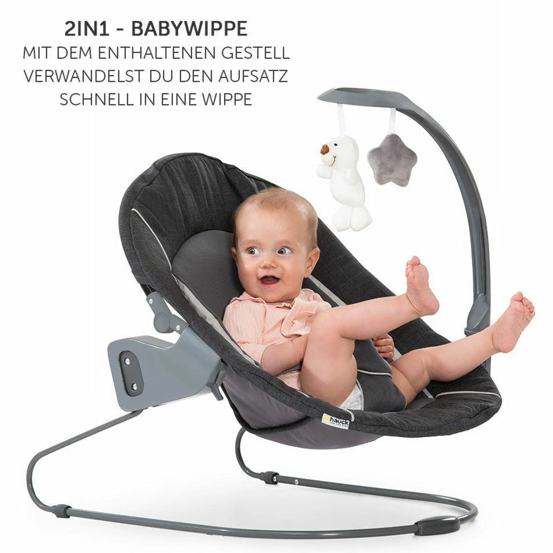 Verstellbarer Neugeborenenaufsatz & Wippe für Alpha & Beta Hochstuhl - Bouncer 2in1 Deluxe - Melange Grey