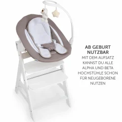 Verstellbarer Neugeborenenaufsatz & Wippe für Alpha & Beta Hochstuhl - Bouncer 2in1 Deluxe - Sand