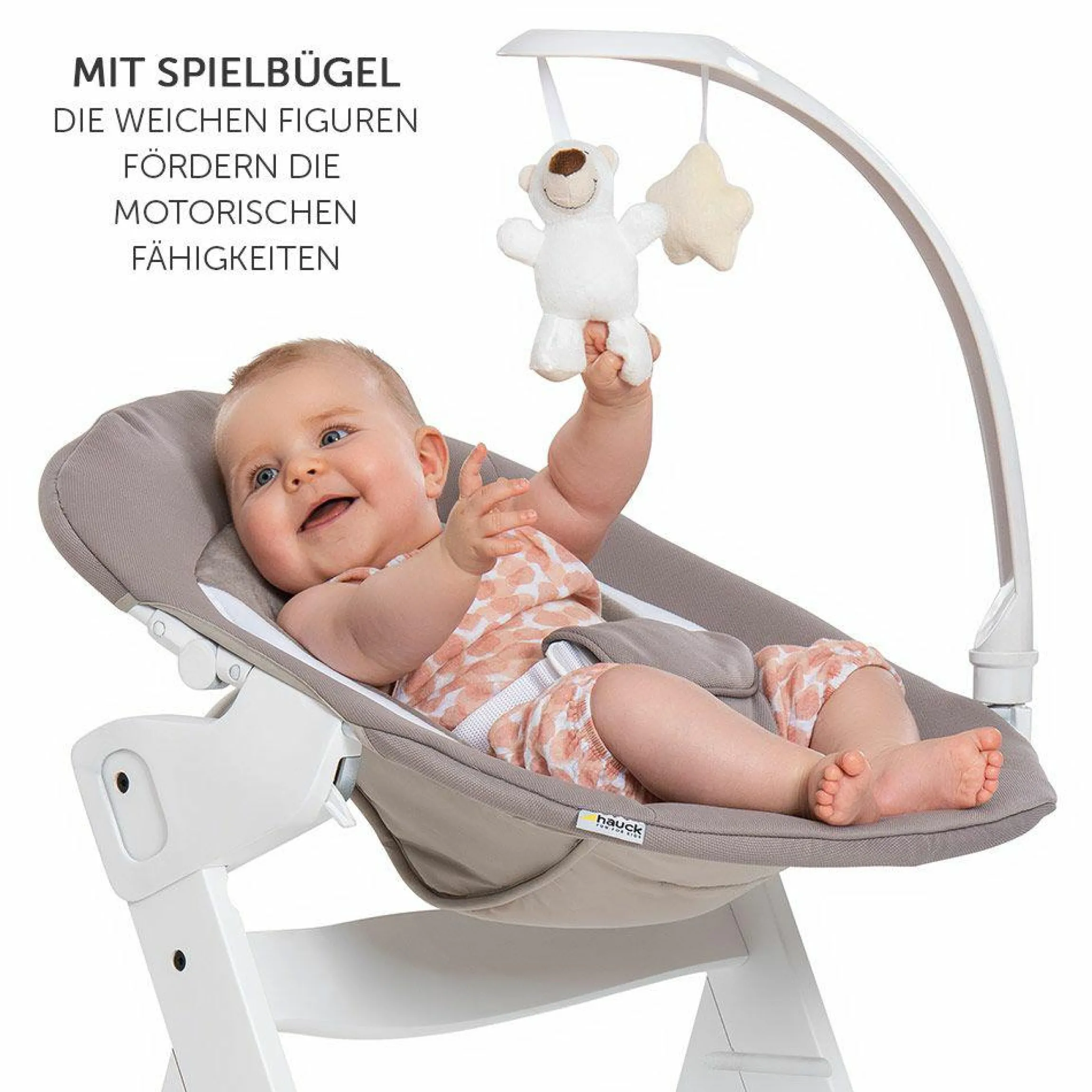 Verstellbarer Neugeborenenaufsatz & Wippe für Alpha & Beta Hochstuhl - Bouncer 2in1 Deluxe - Sand