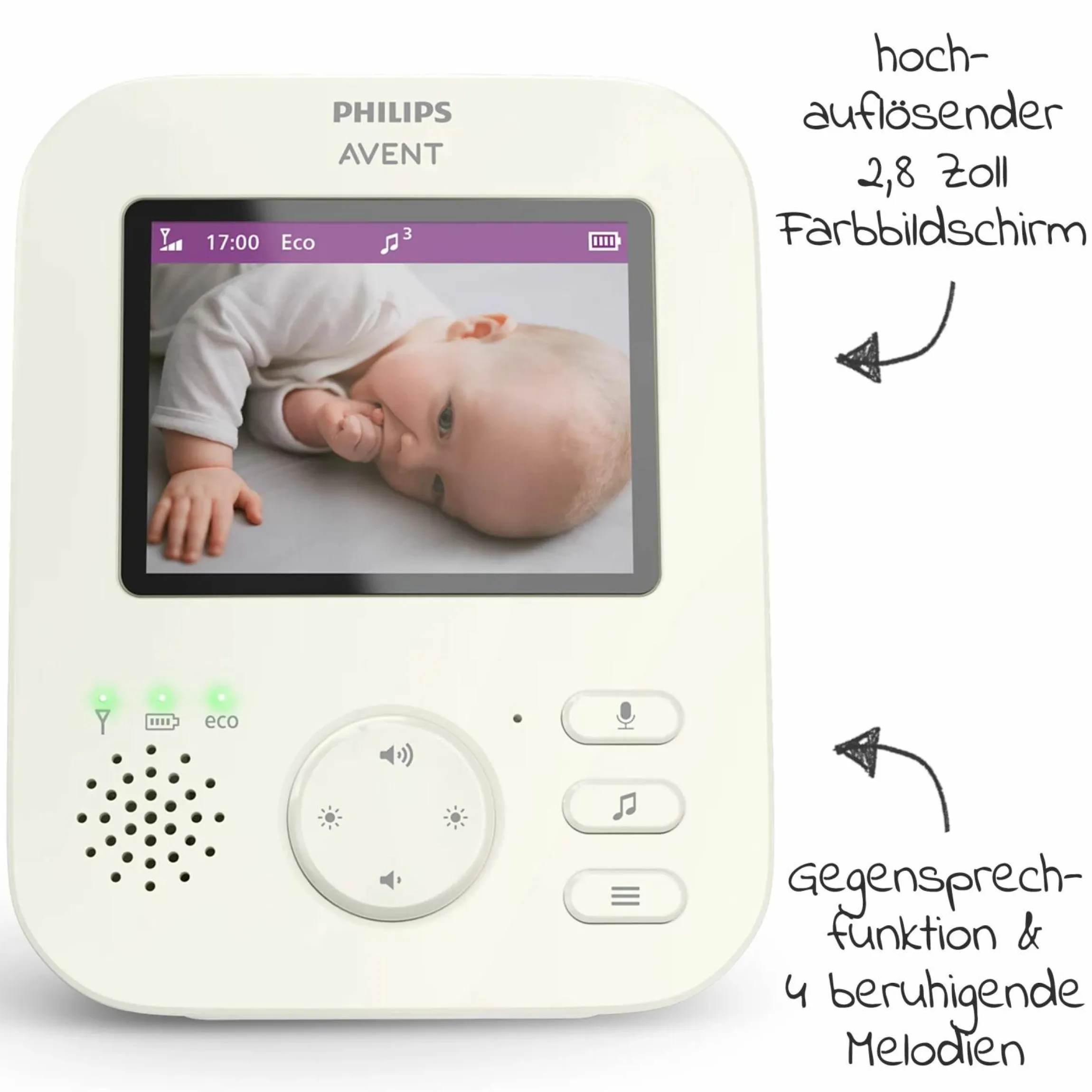 Video-Babyphone Advanced mit Kamera & 2,8 Zoll Display - SCD882/26 - inkl. Reisetasche - Pastelgreen