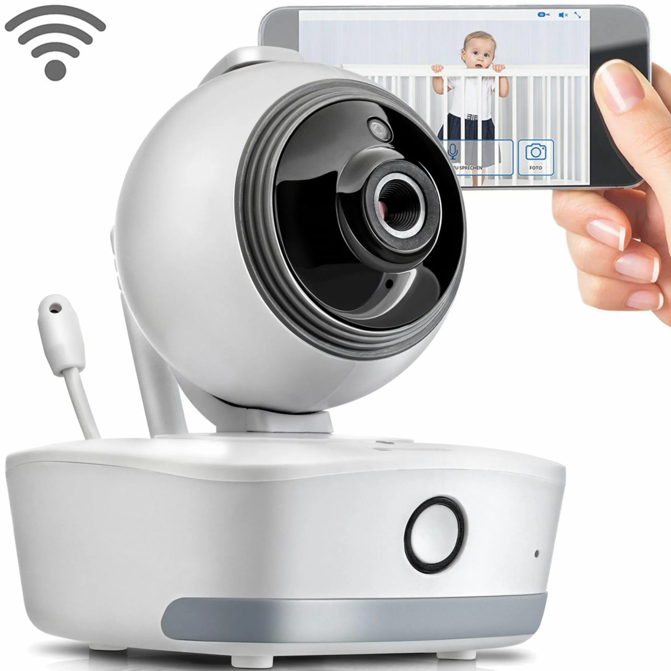 Video-Babyphone IP BabyCam Move - Weiß / Grau