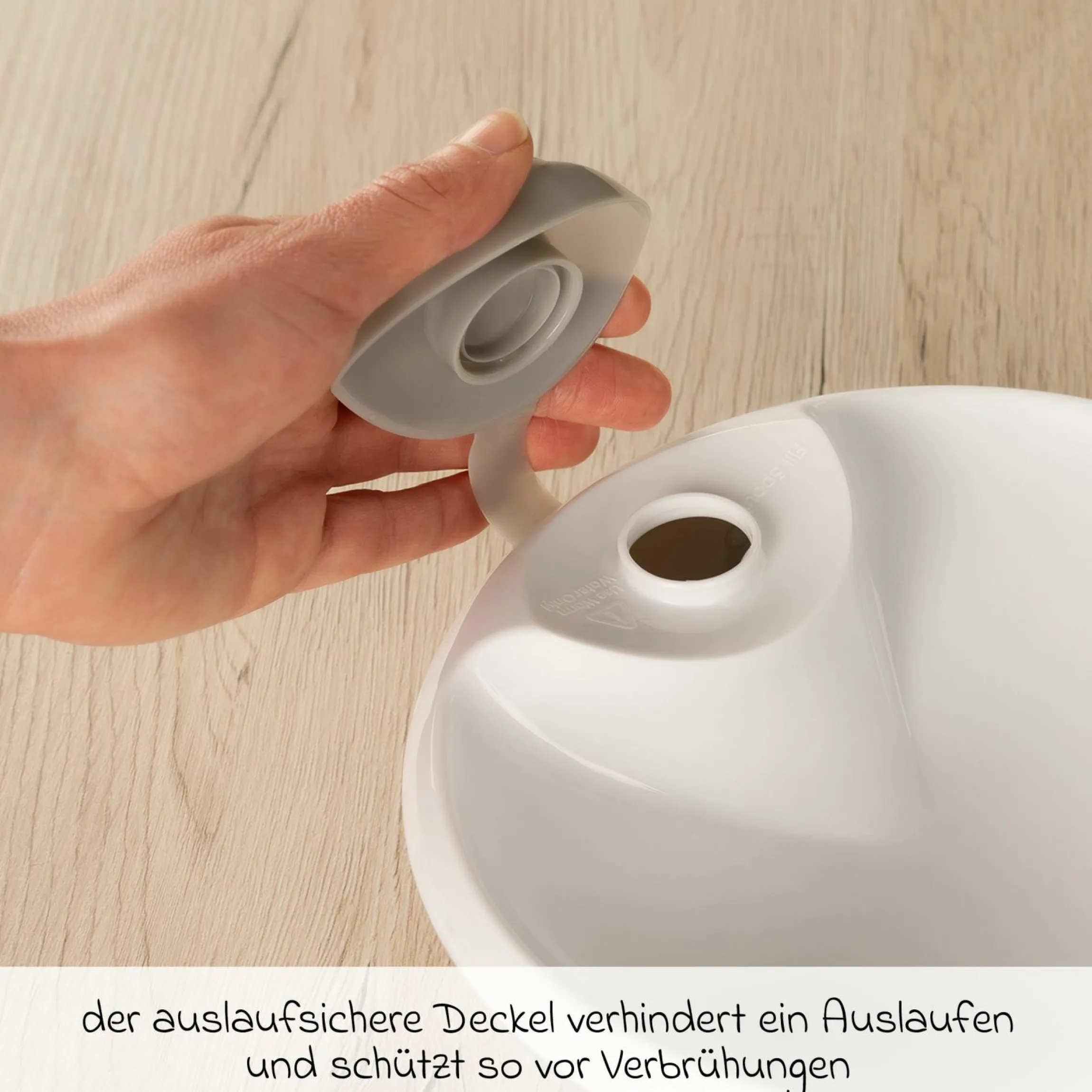Warmhalteteller mit Saugnapf kein Verrutschen & Umkippen - Weiß Grau