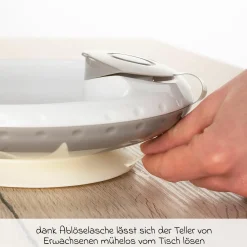 Warmhalteteller mit Saugnapf kein Verrutschen & Umkippen - Weiß Grau