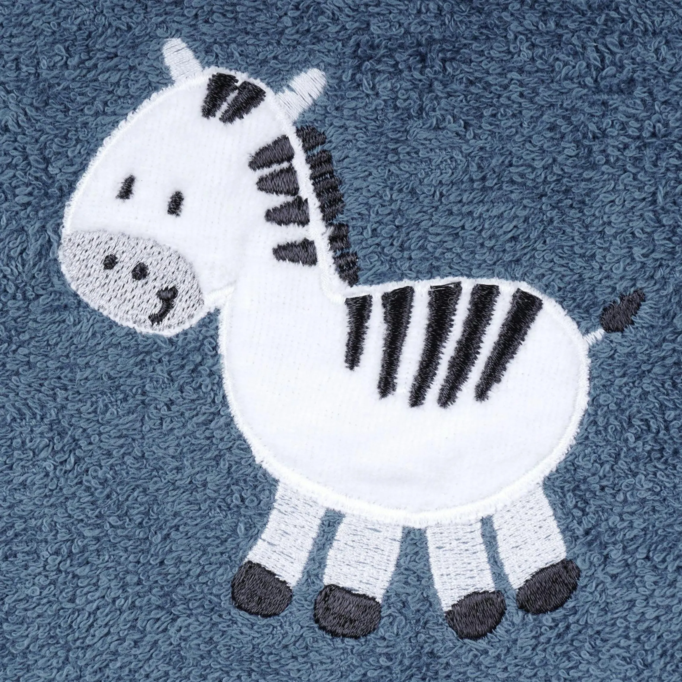 Waschhandschuh - Stickerei Zebra - Dunkelblau
