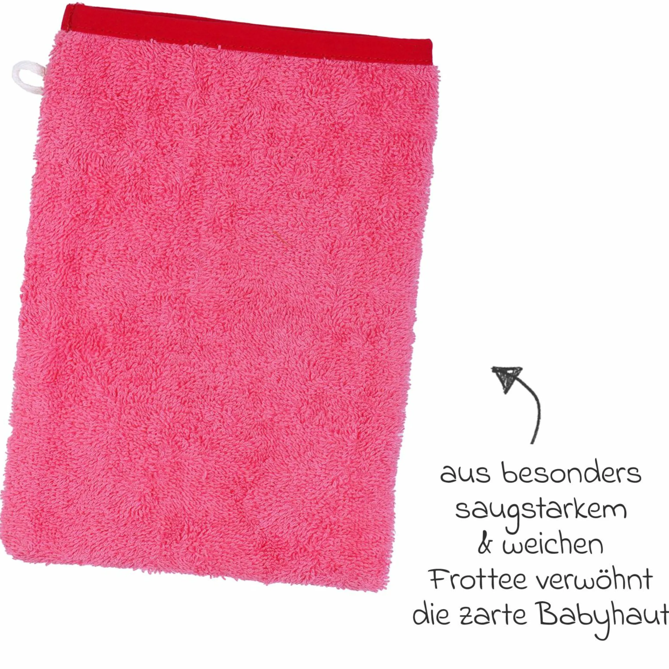 Waschhandschuh - Stickerei Ente - Pink