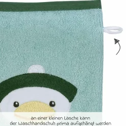 Waschhandschuh - Stickerei Ente - Mint