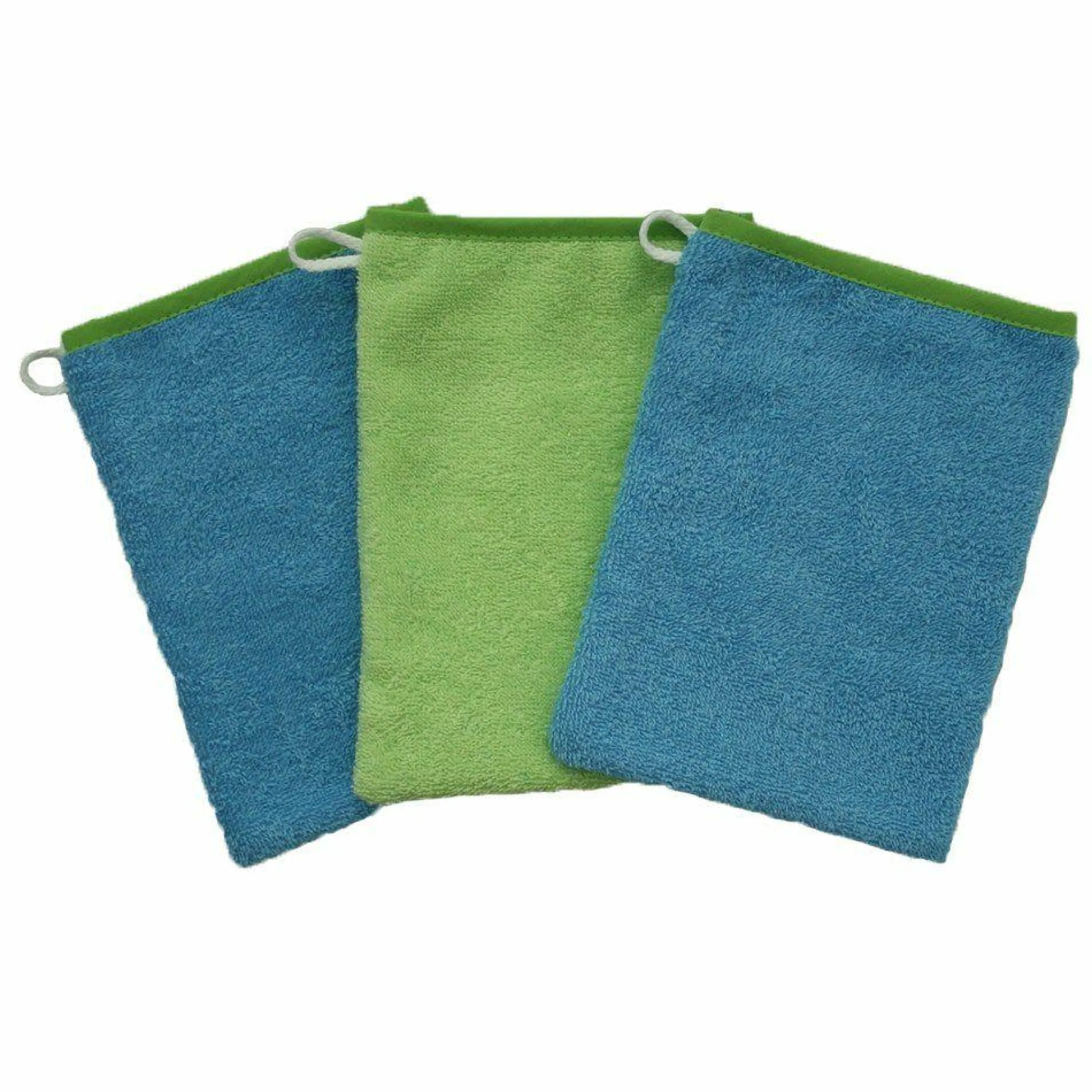 Waschhandschuh 3er Pack - Uni Limone Ozean